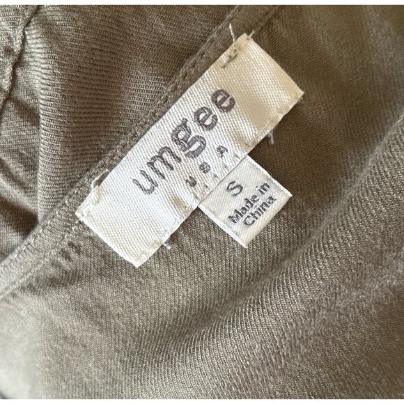 UMGEE Womens Size Small Sleeveless Olive Green Open Tie Front Draped Shirt Top - Picture 8 of 8